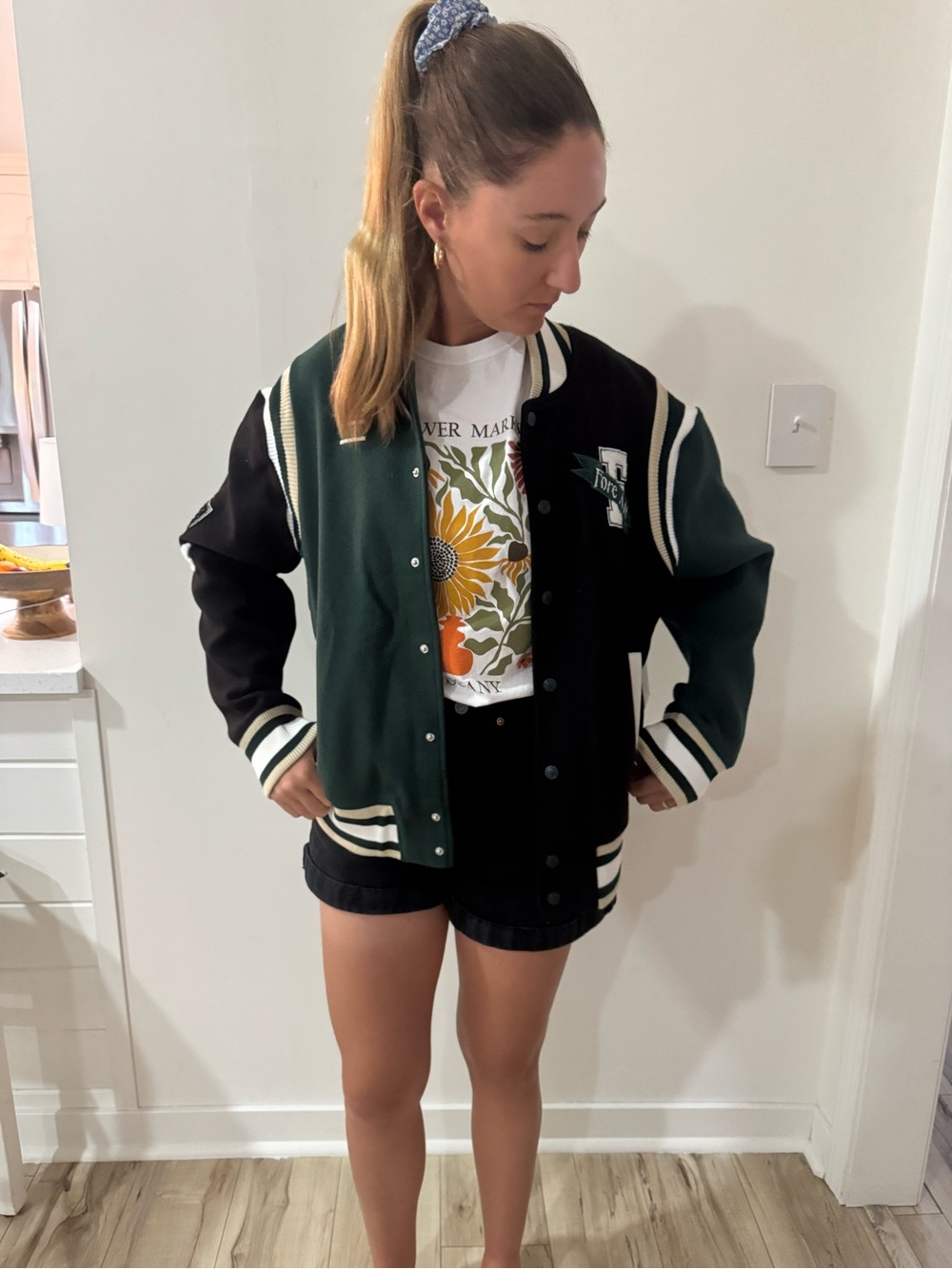 Fore All Women's Green & Black Varsity Jacket - Picture 10 of 10